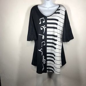 NWT Nextmia black piano/music tunic size 18